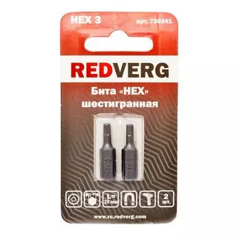 бита REDVERG HEX 3x25мм магнитная 2шт