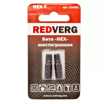 бита REDVERG HEX 5x25мм магнитная 2шт
