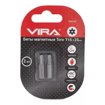 биты VIRA Torx T 15х25мм магнитные CR-V 2шт