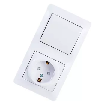 блок 1-клавишный выключатель и розетка SCHNEIDER ELECTRIC Glossa c/з белый