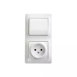 блок 1-клавишный выключатель и розетка SCHNEIDER ELECTRIC Glossa б/з белый