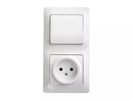 блок 1-клавишный выключатель и розетка SCHNEIDER ELECTRIC Glossa б/з белый
