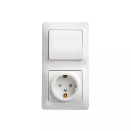 блок 1-клавишный выключатель и розетка SCHNEIDER ELECTRIC Glossa c/з белый