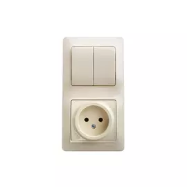 блок 2-клавишный выключатель и розетка SCHNEIDER ELECTRIC Glossa б/з бежевый