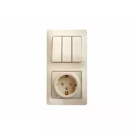 блок 3-клавишный выключатель и розетка SCHNEIDER ELECTRIC Glossa c/з бежевый