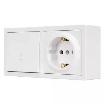 блок переключатель 1-клавишный и розетка LEZARD Leto с/з белый