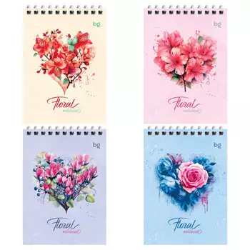 блокнот BG Floral Notebook 40л А6 60 г/кв.м на гребне клетка