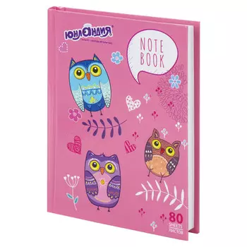 блокнот клетка ЮНЛАНДИЯ Совушки А6 80л твердый