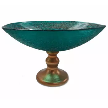 блюдо AKCAM Inspiration green 30х21см овальное на ножке