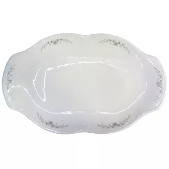 блюдо CMIELOW Камелия Серый орнамент овальное фарфор