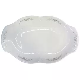 блюдо CMIELOW Камелия Серый орнамент овальное, фарфоровое