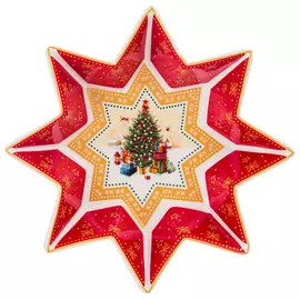блюдо LEFARD Елка 17х4см звезда фарфор красное