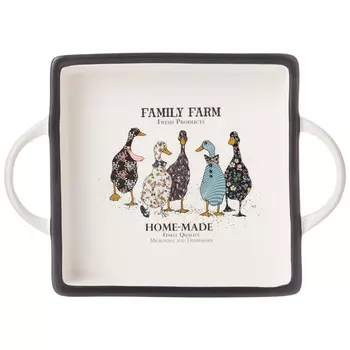 блюдо LEFARD Family farm 25,5x18см квадратное с ручками фарфор