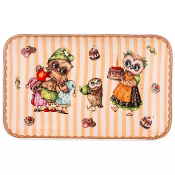 блюдо LEFARD Совушки 20,5х13см прямоугольное фарфор
