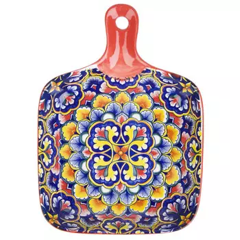 блюдо NOUVELLE HOME Arabesque 23х14,5х3,5см с ручкой фарфор синий