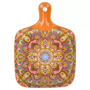 блюдо NOUVELLE HOME Arabesque 23х14,5х3,5см с ручкой фарфор оранжевый