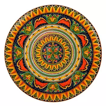 блюдо NOUVELLE HOME Arabesque круглое 27х27см фарфор желтый