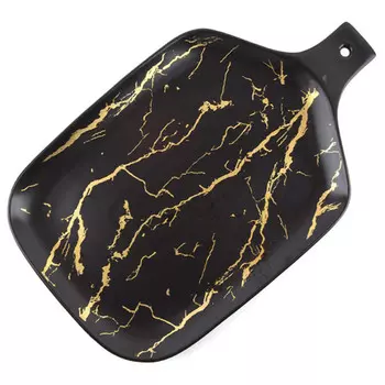блюдо NOUVELLE HOME Черный мрамор 25х15х1,5см фарфор