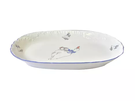 блюдо CMIELOW Рококо Гуси 29,5х20,5см овальное фарфор