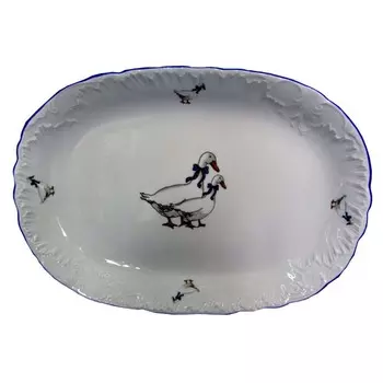 блюдо CMIELOW Рококо Гуси 33х23см овальное фарфор