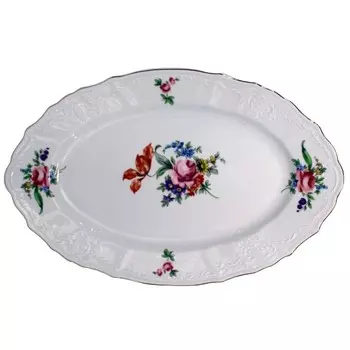 блюдо THUN Bernadotte Мейсенский букет 26х17см овальное фарфор