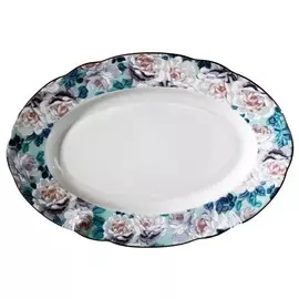 блюдо THUN Роза Голубая роза, отводка платина 24х16,5см овальное фарфор