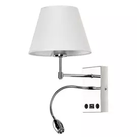 бра ARTE LAMP Еlba 2x60Вт Е27 металл ткань хром