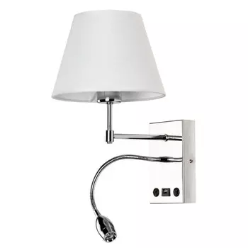 бра ARTE LAMP Еlba 2x60Вт Е27 металл ткань хром