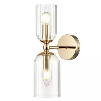 бра LUMION Moderni E14 2х40Вт стекло металл золотой прозрачный