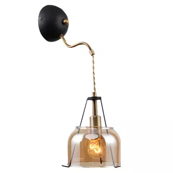 бра RIVOLI Pilar 1х 40Вт Е14 металл стекло черный-антично-золотой