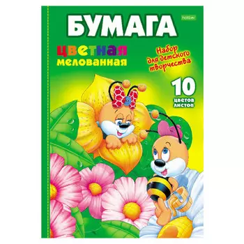 бумага цветная HATBER ECO Пчелки А4 10л 10цв