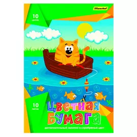 бумага цветная SILWERHOF А4 10л 10цв золото/серебро