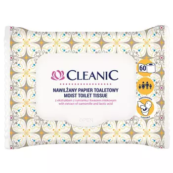 бумага туалетная CLEANIC влажная 60шт