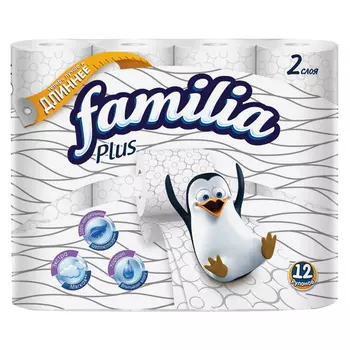 бумага туалетная FAMILIA Plus 12 шт./уп. 2-сл 150 листов без аромата бел.