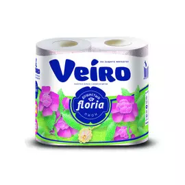 бумага туалетная Floria Земляника, 4 шт./уп. 2-сл, 200 листов