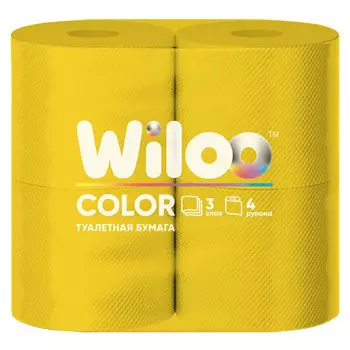 бумага туалетная WILOO Color 4шт в уп. 3-слойные 160 листов желтая