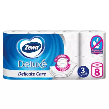 бумага туалетная ZEWA Deluxe 8шт в уп. 3-слойные 145 листов без аромата