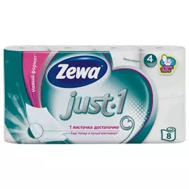 бумага туалетная ZEWA Just 8 шт/уп. 4-слойные 90 листов без аромат