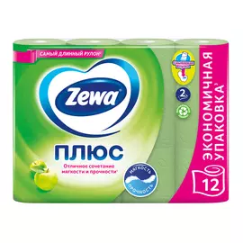 бумага туалетная ZEWA Плюс 12 шт/уп. 2-слойные 184 листов аромат яблока