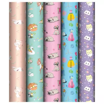 бумага упаковочная MESHU Милые зверята 70х100см в асс-те