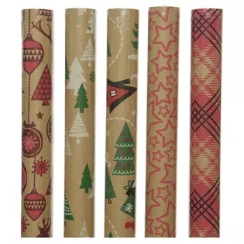 бумага упаковочная Новогодняя тема 70х200см крафт в асс-те