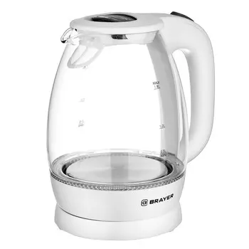 чайник BRAYER BR1013WH 2200Вт 1,8л стекло белый