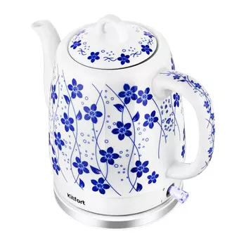 чайник Kitfort KT-6788 1630Вт 1л керамика синий/белый