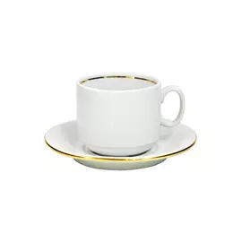 чашка с блюдцем 220мл золотая отводка фарфор
