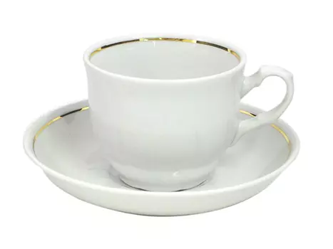 чашка с блюдцем 250мл золотая отводка фарфор