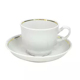 чашка с блюдцем 250мл золотая отводка фарфор