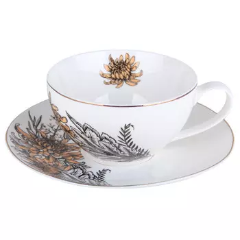чашка с блюдцем Dahlia beige 400мл фарфор