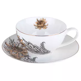 чашка с блюдцем Dahlia beige 400мл фарфор