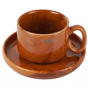 чашка с блюдцем NOUVELLE HOME Wooden Grain 200мл фарфор