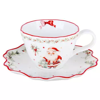 чашка с блюдцем Новогоднее настроение 250мл фарфор
